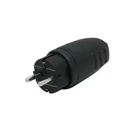KOPP Rubber stekker Zwart / randaarde 10/16 ampère