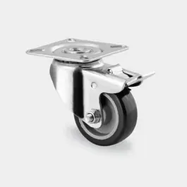 Zwenkwiel met rem 50mm polypropyleen grijs plaat 40 kg glijlager