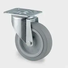 Zwenkwiel 125mm rubber grijs plaat 250kg rollager