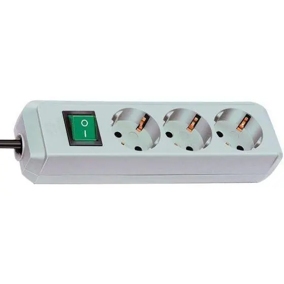 Brennenstuhl Eco-Line met schakelaar 3-voudig lichtgrijs 150 cm.
