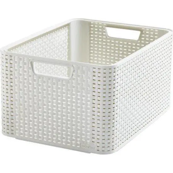 Curver style mandje L 30 liter vintage wit