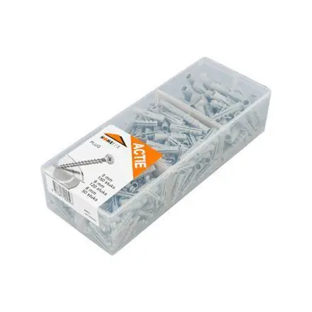 Assortimentskuip spaanplaatschroeven VZ PK PZ-2 4.0x30/4.0x40 + plug 6 mm.