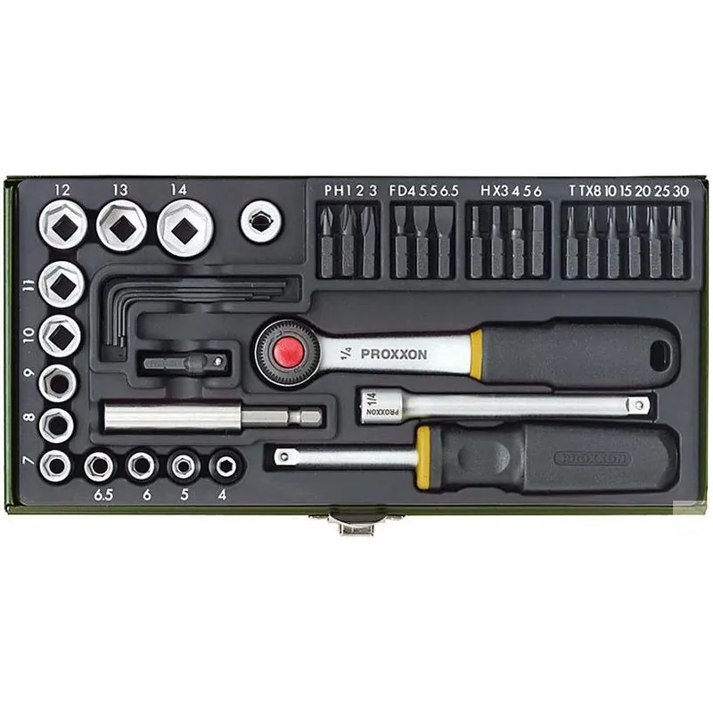 Proxxon dopsleutel- / schroevendraaierset 1/4" 39-delig