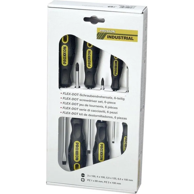 Proxxon Schroevendraaierset FLEX-DOT 6-delig Plattekop - Pozidrive