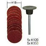 Proxxon Schuurschotel Ø 18 mm. + 10 schuurschijven (elk 5 st. K 120 + K 150)