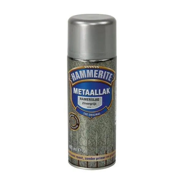 Hammerite metaallak spuitbus hamerslag zilvergrijs H115 400ml