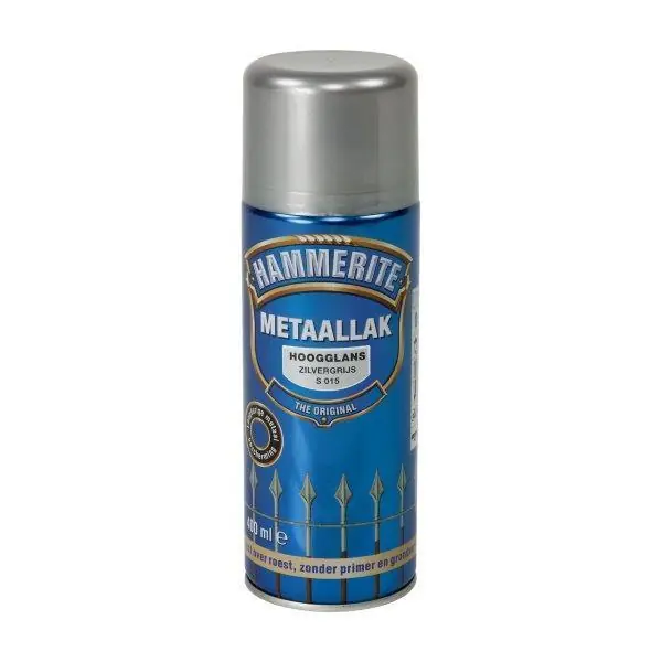 Hammerite metaallak spuitbus hoogglans zilvergrijs S015 400ml