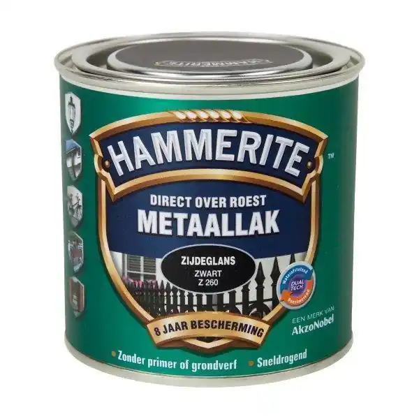 Hammerite metaallak zijdeglans zwart Z260 250ml