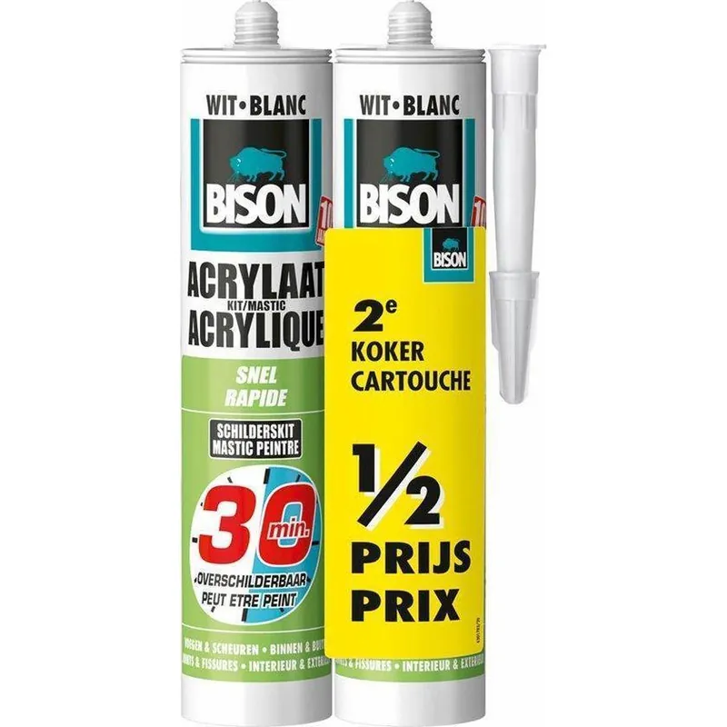 Bison acrylaatkit 30min wit 310ml - duopack