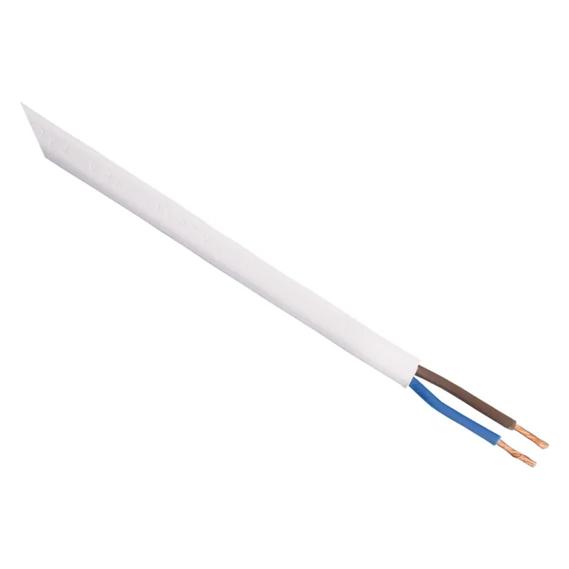 Huishoudsnoer plat, belastbaar tot 1200W 2 x 0.75 mm² 10 m wit