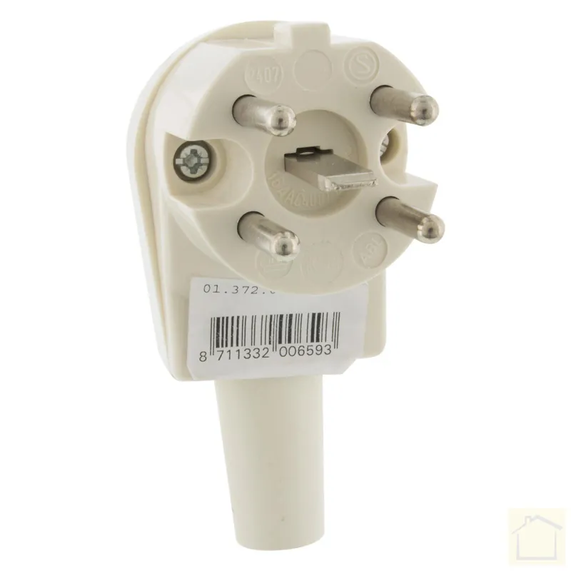Stekker perilex, haaks, 16A crème