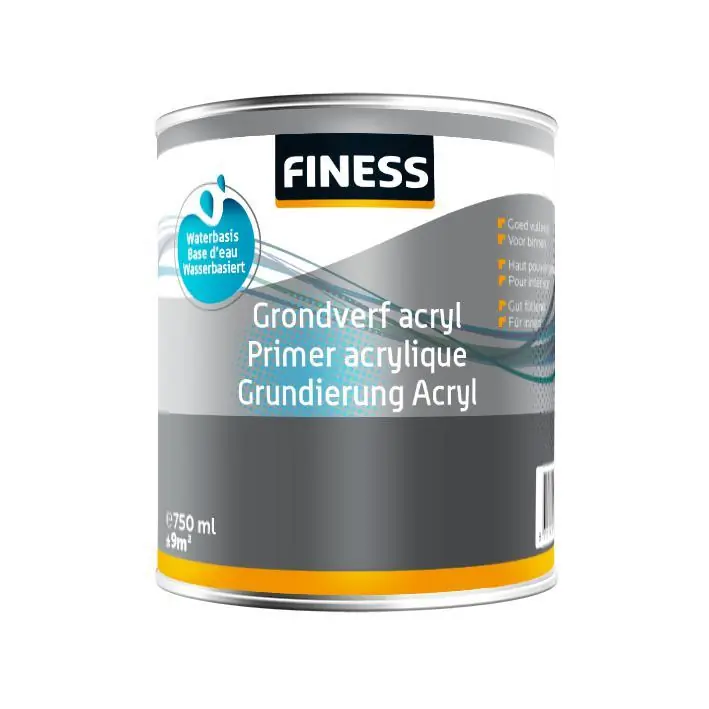 Finess grondverf acryl binnen wit 2,5l