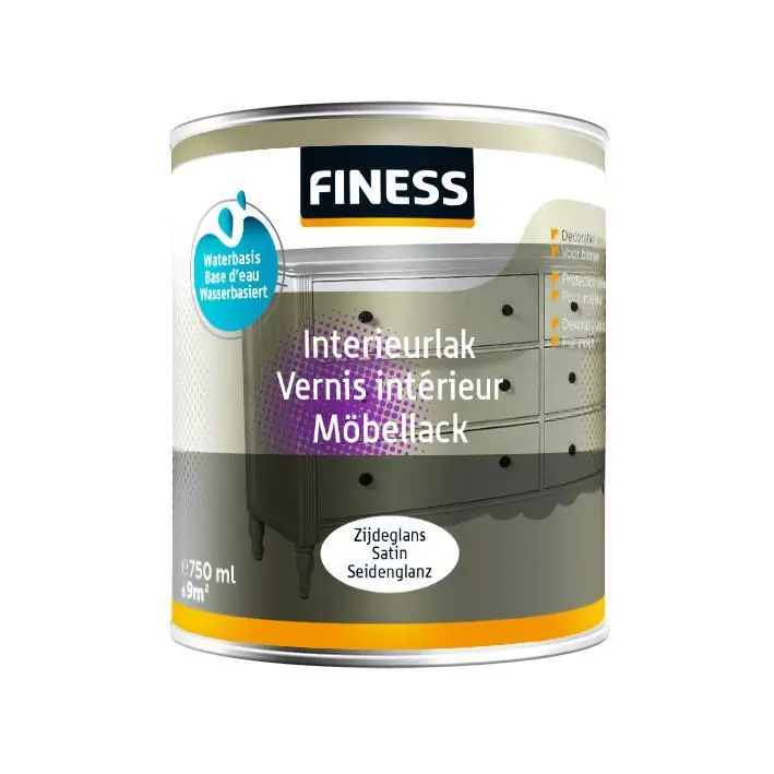 Finess Interieurlak zijdeglans acryl binnen kleurloos 750ml