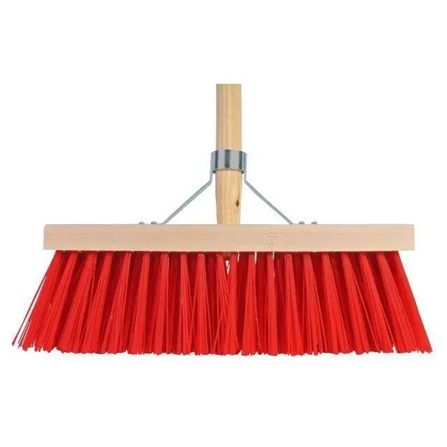 Bezem kunststof rood incl. steel 35 cm.