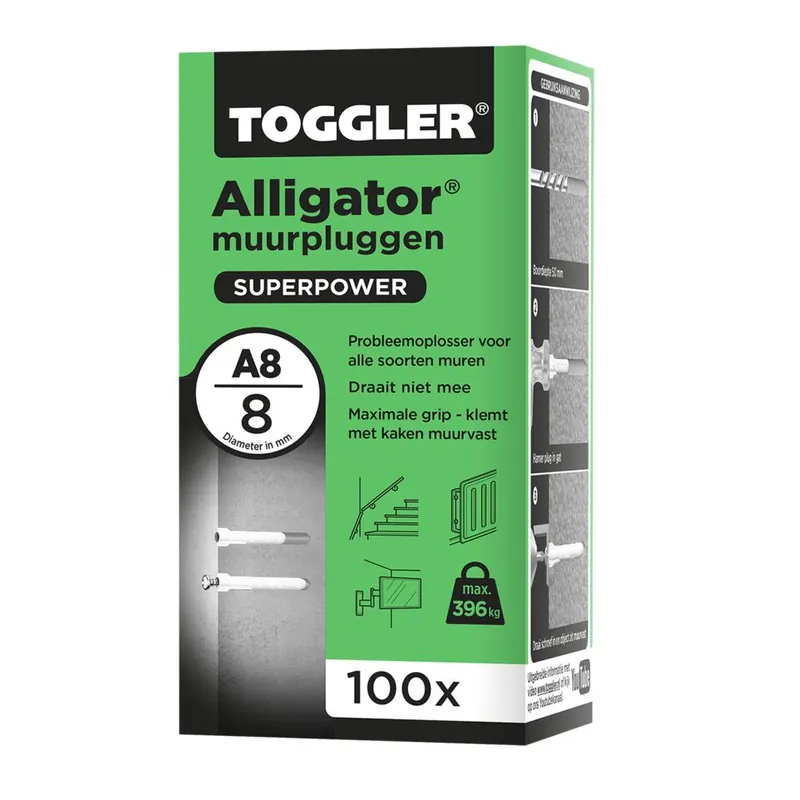 Toggler Alligator plug zonder flens A8 (100 st.)