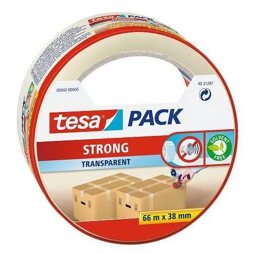 Tesa verpakkingstape 50 mm. x 66 meter + dispenser (2 rollen)