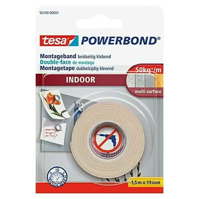 Tesa montagetape indoor 19 mm x 1,5 meter