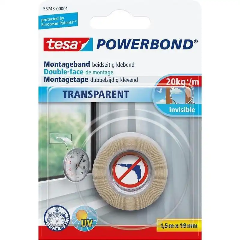 Tesa montagetape transparant 19 mm x 1,5 meter