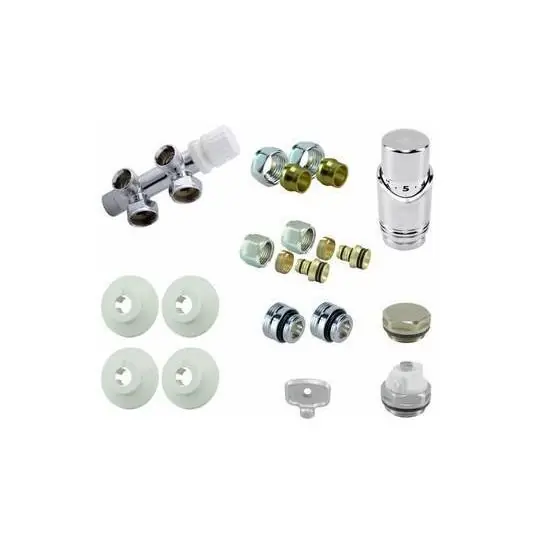 Riko set onderblok compl. haaks (rechts) 16 x 2,0 + 15 knel chroom