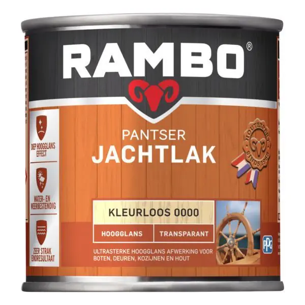 Rambo pantser jachtlak transparant hg kleurloos 0000 250 ml.