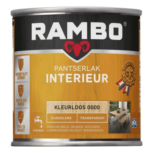 Rambo pantserlak interieur transparant kleurloos 250 ml.