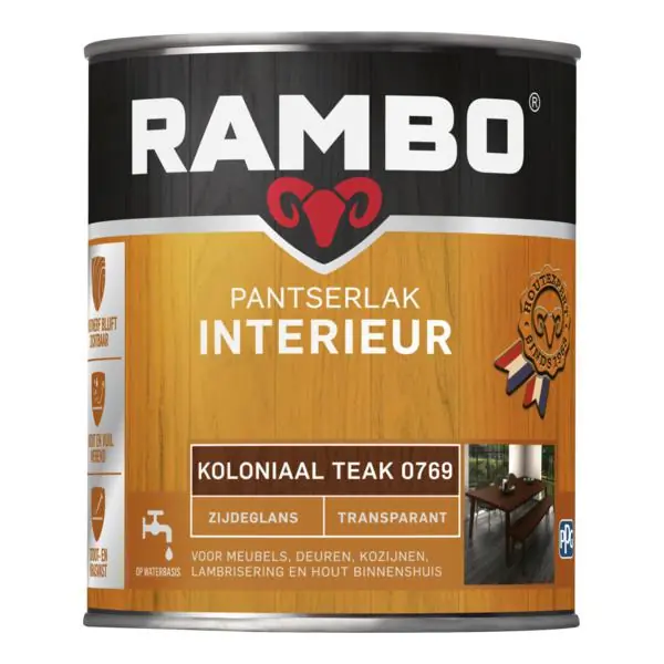 Rambo pantserlak interieur transparant zg koloniaalteak 0769 750 ml.