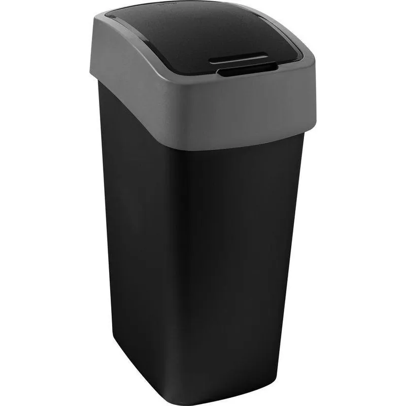 Curver flip bin 50 liter zwart / lichtgrijs
