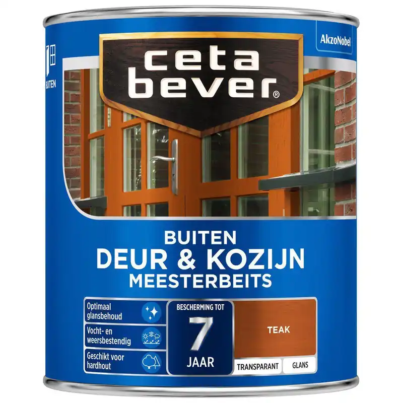 Ceta Bever Deur & Kozijn meesterbeits transparant glans 085 teak 750 ml.