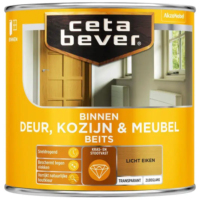 Ceta Bever Deur & Kozijn binnenbeits transparant 0106 licht eiken 250 ml.