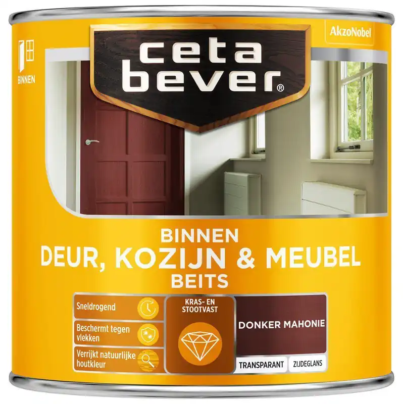 Ceta Bever Deur & Kozijn binnenbeits transparant 0147 donker mahonie 250 ml.