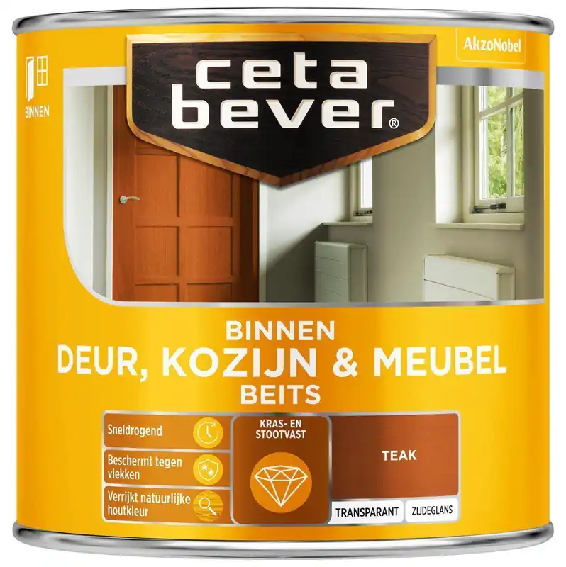 Ceta Bever Deur & Kozijn binnenbeits transparant 0185 teak 250 ml.