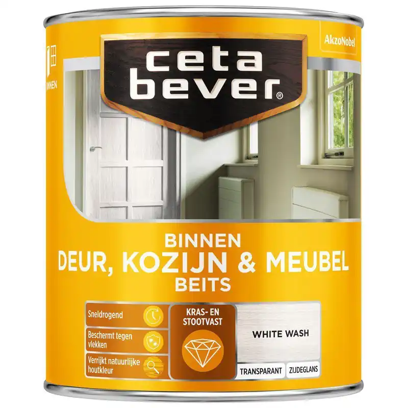 Ceta Bever Deur & Kozijn binnenbeits transparant 0591 white wash 750 ml.