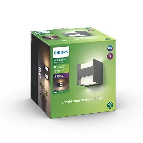 Wandlamp Philips Arbour antraciet 2x4.5W