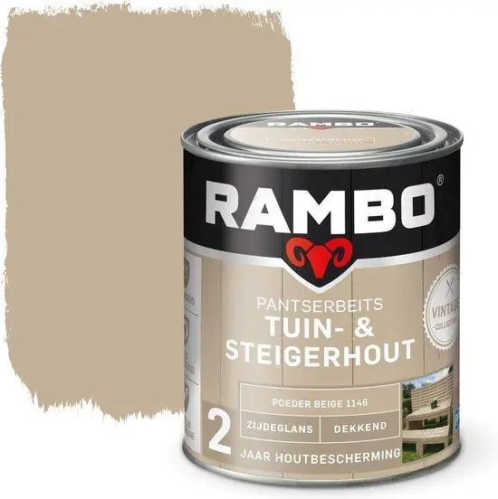 Rambo pantserbeits tuin&steigerhout zg dekkend poeder beige 1146 750 ml.