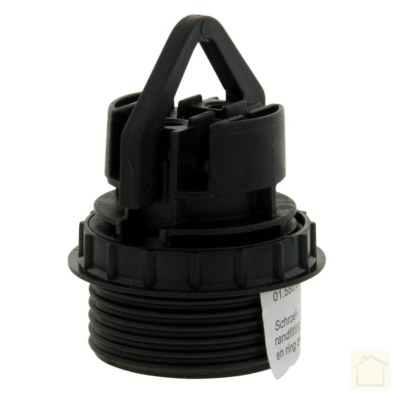 Schroefrandfitting E27, met ring, max 60W zwart
