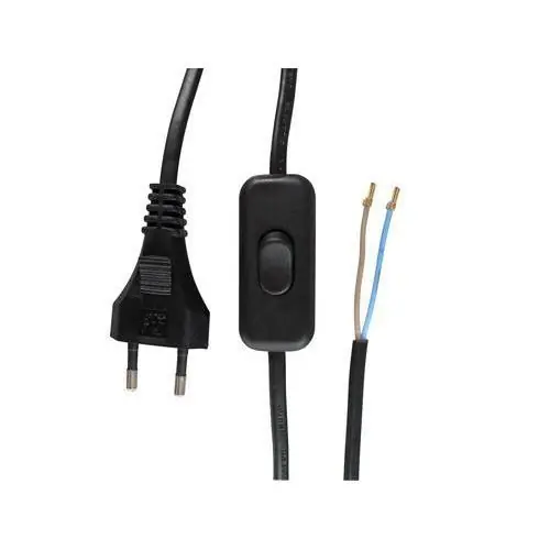 Aansluitsnoer + schakelaar 2x0.75 mm. 2 meter zwart