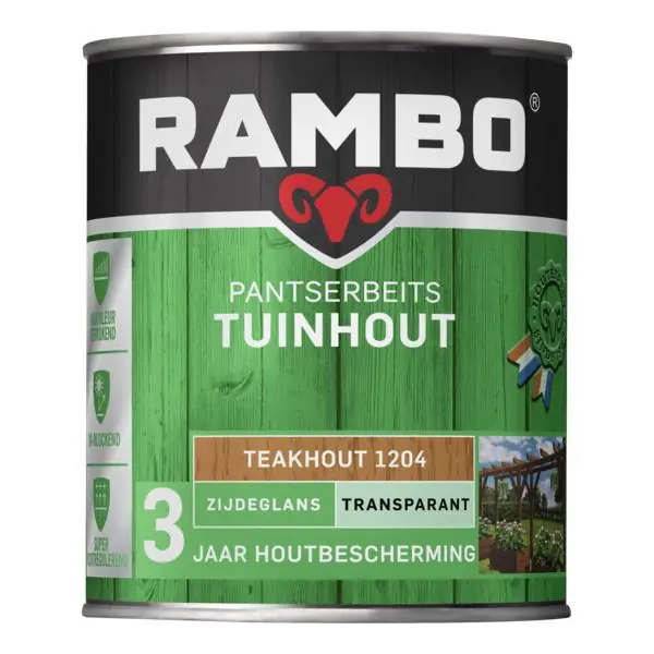 Rambo pantserbeits tuinhout zg transparant teakhout 1204 750 ml.