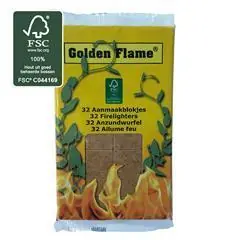 Golden Flame aanmaakblokjes FSC bruin (32 stuks)