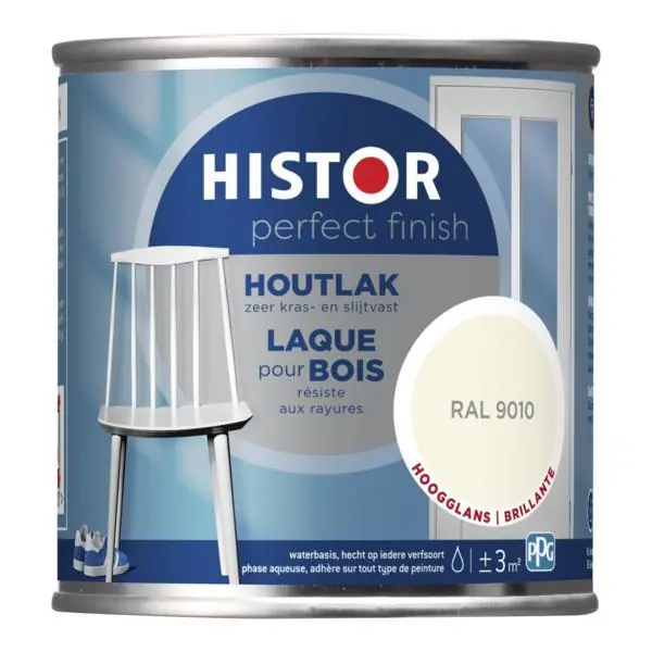 Histor Perfect Finish Houtlak RAL 9010 Hoogglans 250 ml.