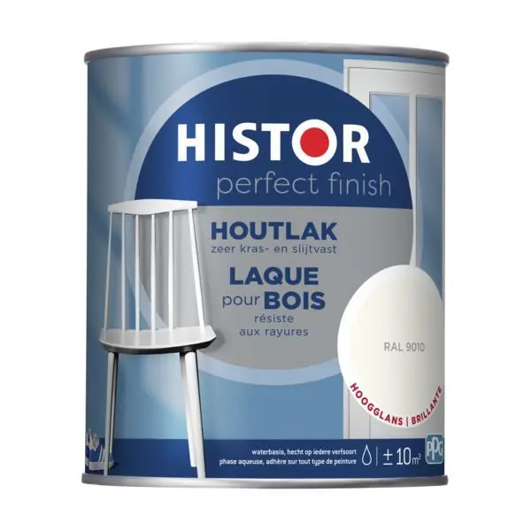 Histor Perfect Finish Houtlak RAL 9010 Hoogglans 750 ml.