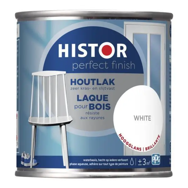 Histor Perfect Finish Houtlak White Hoogglans 250 ml.