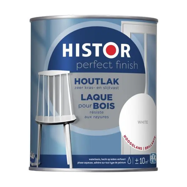 Histor Perfect Finish Houtlak White Hoogglans 750 ml.