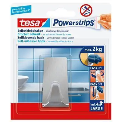 Tesa Powerstrips haak metaal L rechthoekig