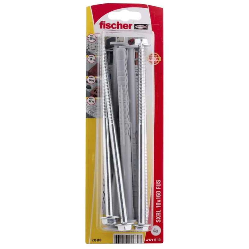 fischer constructieplug SXRL 10x160 FUS zeskant kop