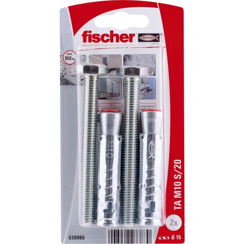 Fischer Hulsanker TA M10 S/20 met bout elektrolytisch verzinkt