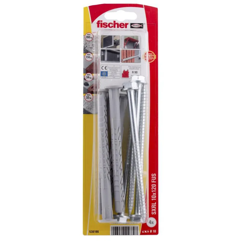 fischer constructieplug SXRL 10x120 FUS zeskant kop