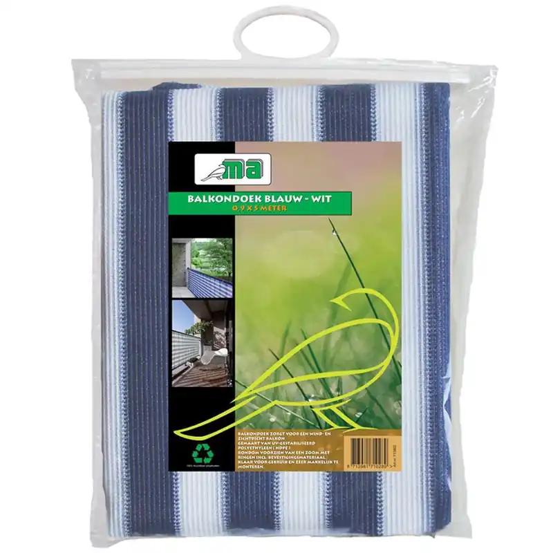 Balkondoek 0,9 x 5 mtr blauw/wit