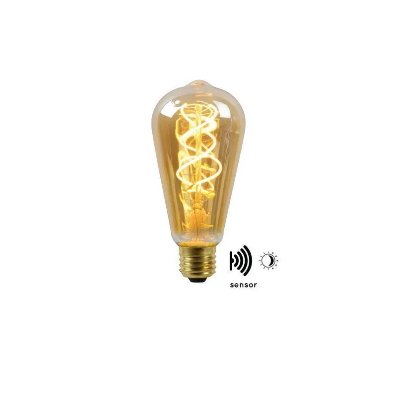 Lucide LED filament lamp Twilight Sensor Ø6,4cm E27 4W amber