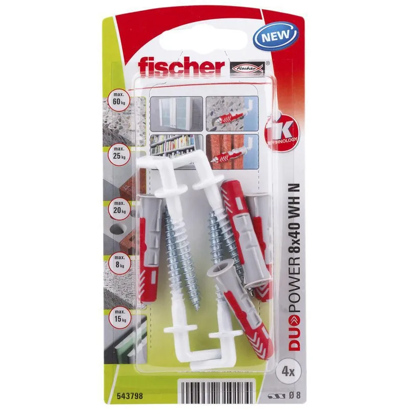 Fischer DUOPOWER 8x40 met nylon winkelhaak