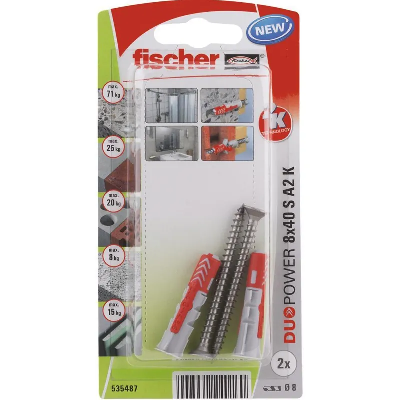 Fischer DUOPOWER 8x40 met rvs A2 schroef